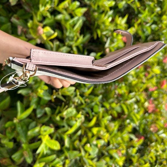 Michael Kors Jet Set Double Zip Wallet Center Stripe MK Rose gold Pink Multi - Picture 4 of 8